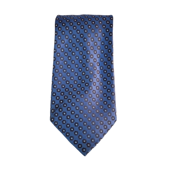 Calvin klein Blue Pola-Dot 100% Silk Men's Tie - Picture 9 of 10